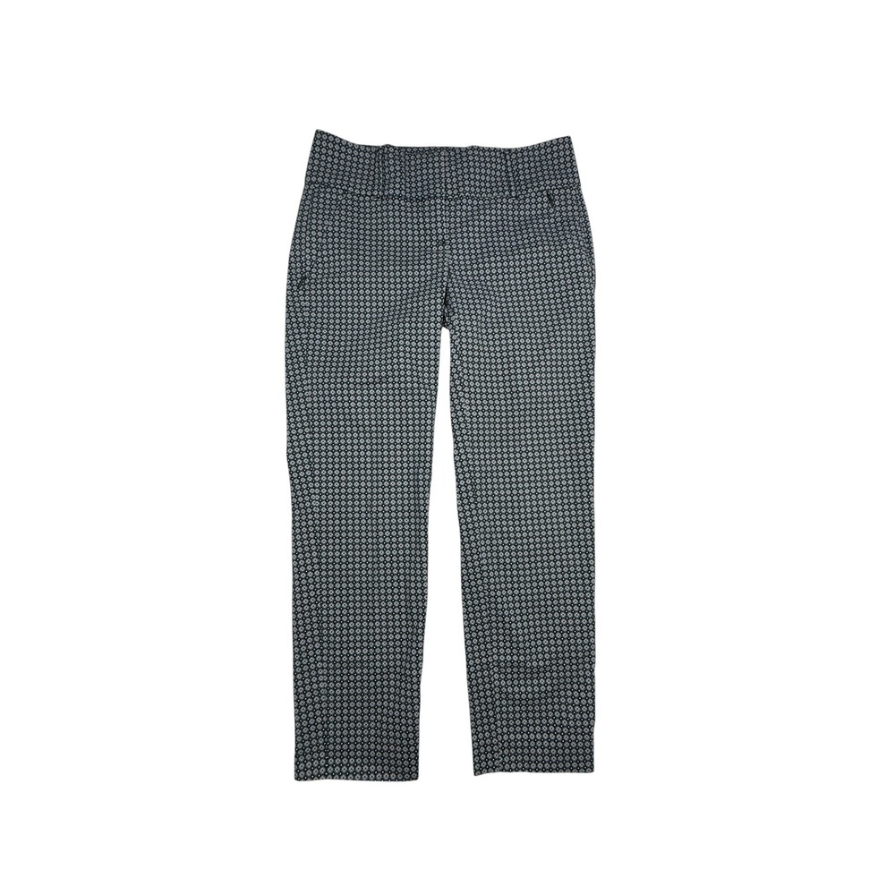 Ann Taylor Dress Pants Women 0 Navy Blue Pockets Geometric Career Ankle Cropped